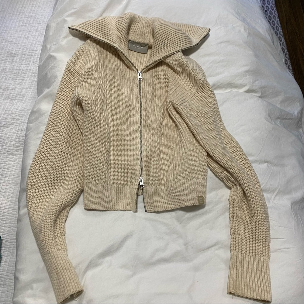 Everlane cream zip sweater Small